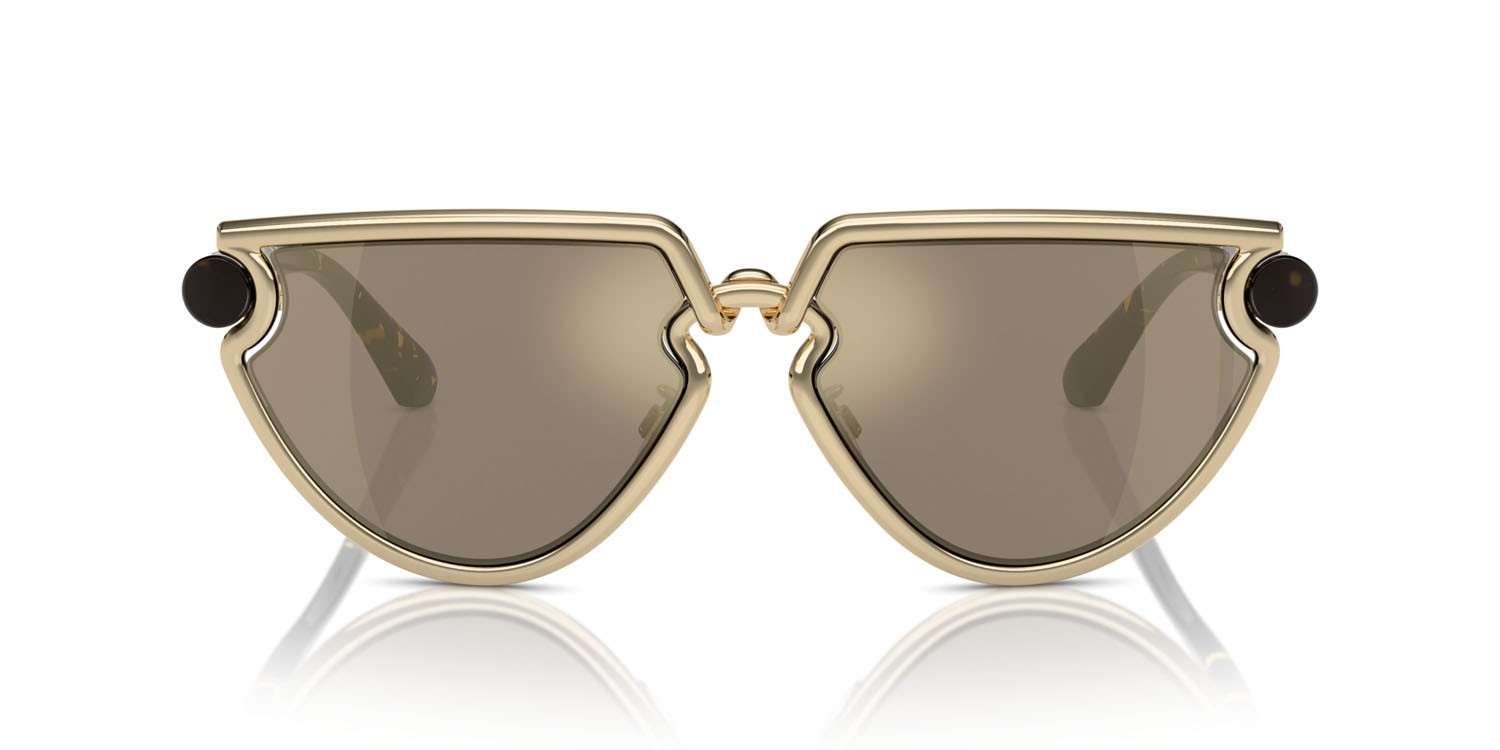 Sunglasses Burberry BE 3152 (11095A) color oro chiaro shape irregular lenses marrone chiaro specchiato oro