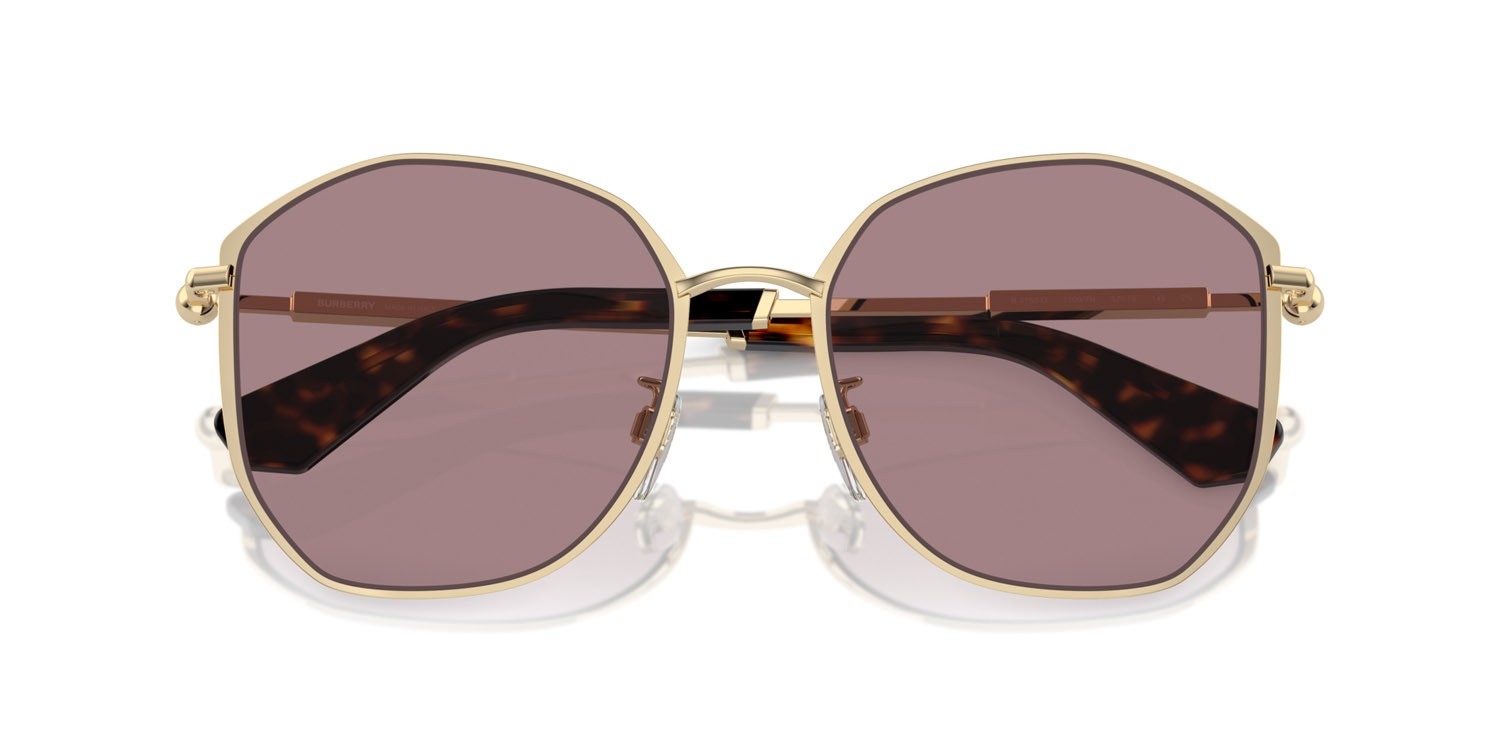 Occhiali da sole Burberry BE 3153D (11097N) colore oro chiaro forma irregolare lenti viola chiaro/marrone