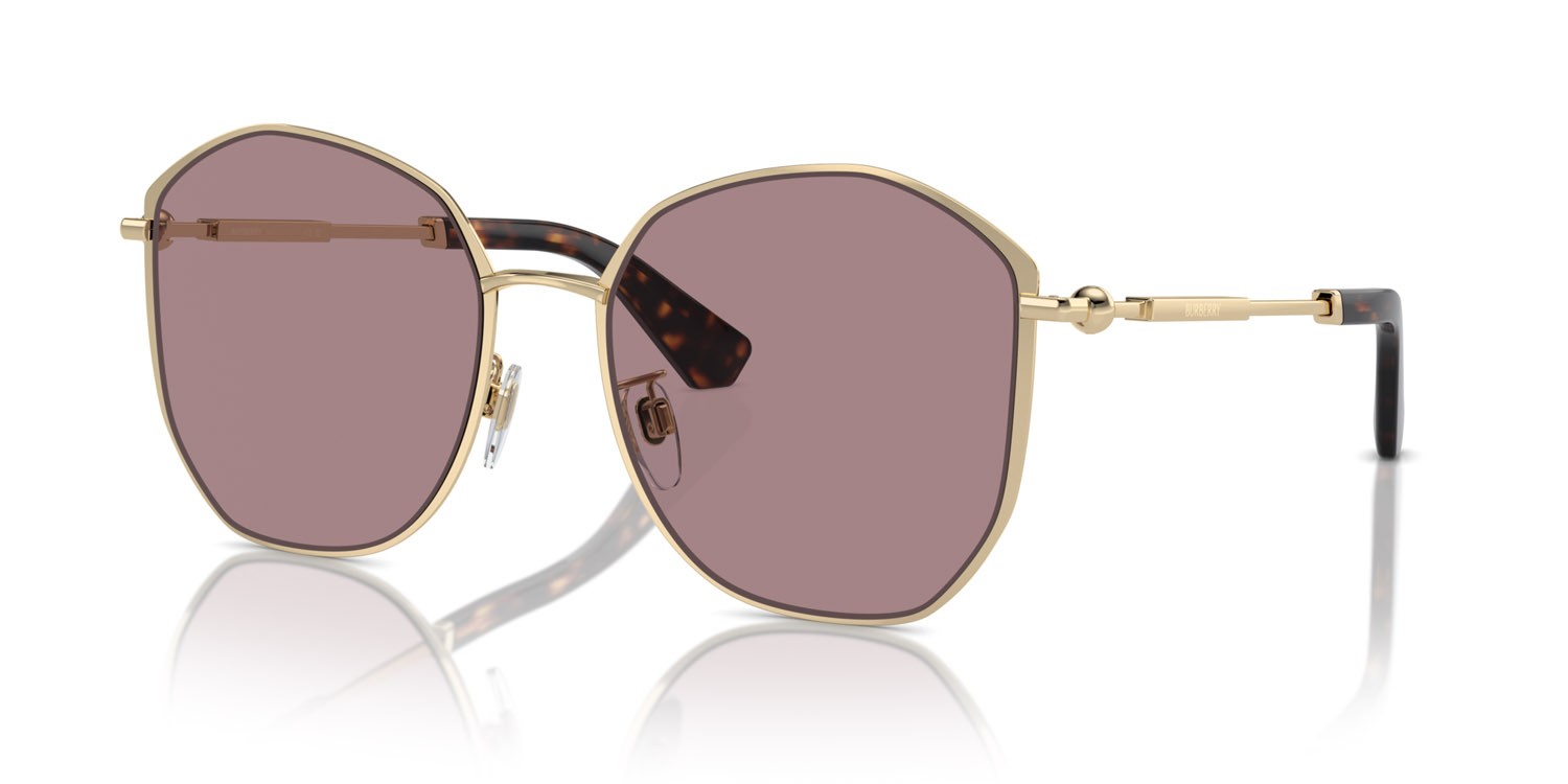 Occhiali da sole Burberry BE 3153D (11097N) colore oro chiaro forma irregolare lenti viola chiaro/marrone