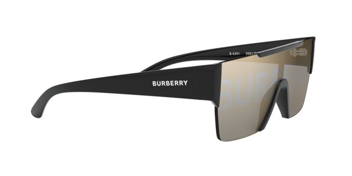 Occhiali da sole Burberry BE 4291 (3001/G) colore black forma rettangolare lenti grey tamp burberry silver/gold