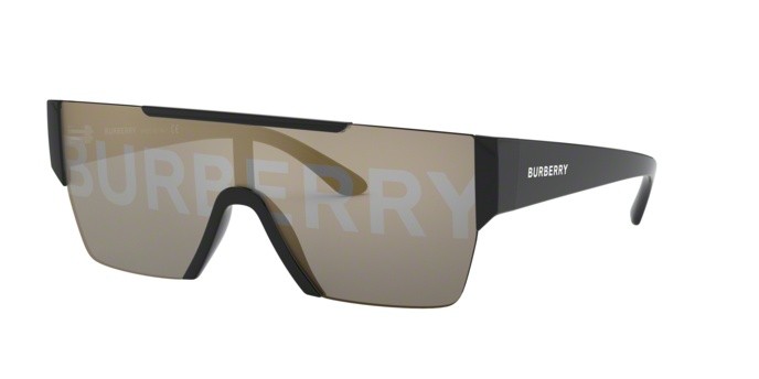 Occhiali da sole Burberry BE 4291 (3001/G) colore black forma rettangolare lenti grey tamp burberry silver/gold