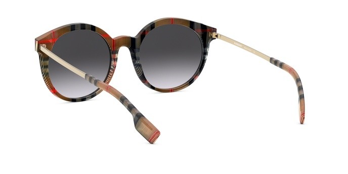 Sunglasses Burberry BE 4296 (38068G) color top black on vintage check shape round lenses grey gradient