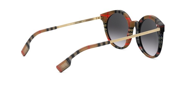 Sunglasses Burberry BE 4296 (38068G) color top black on vintage check shape round lenses grey gradient