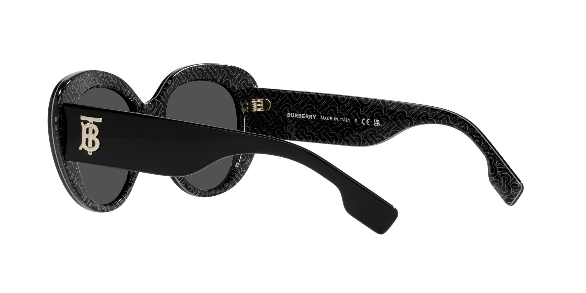Sunglasses Burberry Rose BE 4298 (397787) color nero/stampa tb/crystal shape cat eye lenses grigio scuro
