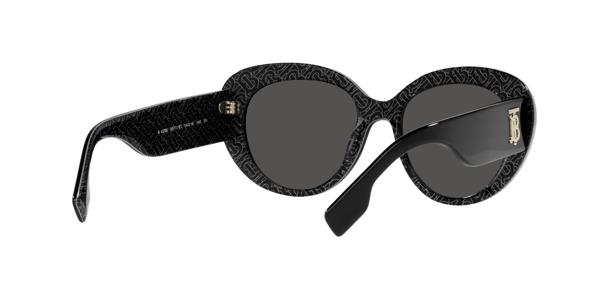 Sunglasses Burberry Rose BE 4298 (397787) color nero/stampa tb/crystal shape cat eye lenses grigio scuro