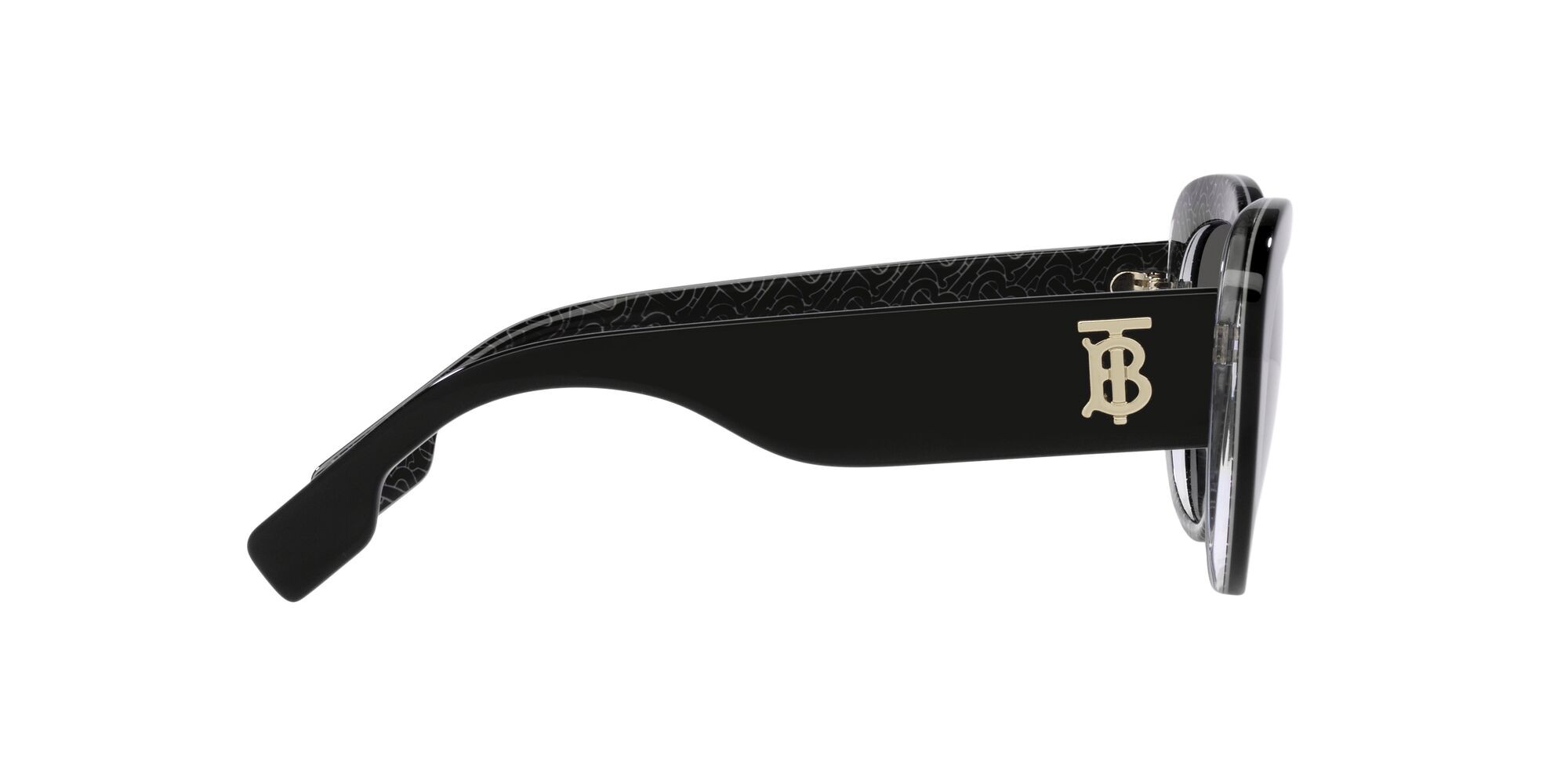 Sunglasses Burberry Rose BE 4298 (397787) color nero/stampa tb/crystal shape cat eye lenses grigio scuro