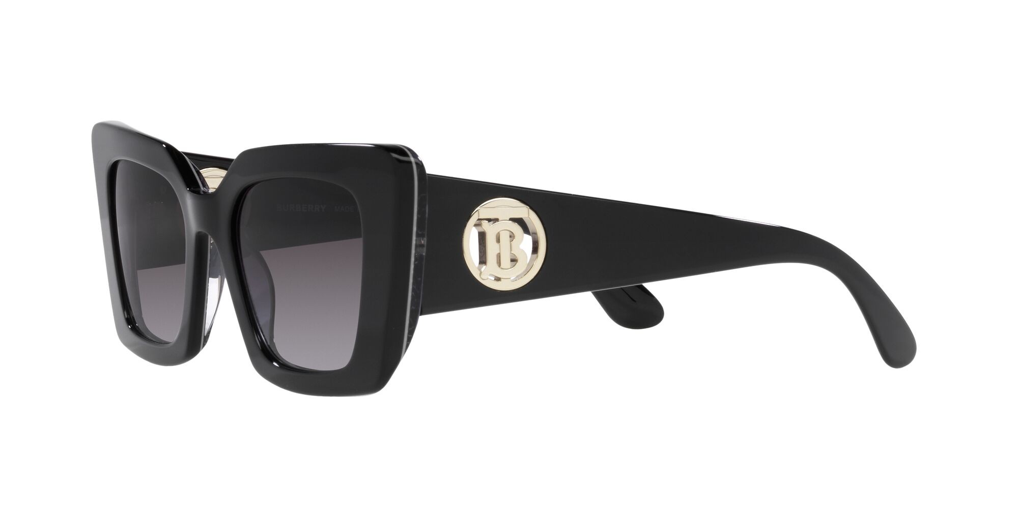 Sonnenbrillen Burberry Daisy BE 4344 (40368G) farbe nero/stampa tb/crystal form quadratisch gläser sfumato grigio