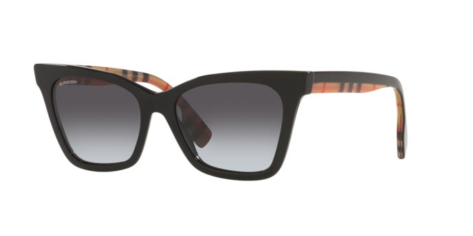Sonnenbrillen Burberry Elsa BE 4346 (39428G) farbe black form unregelmäßig gläser light grey gradient dark blue