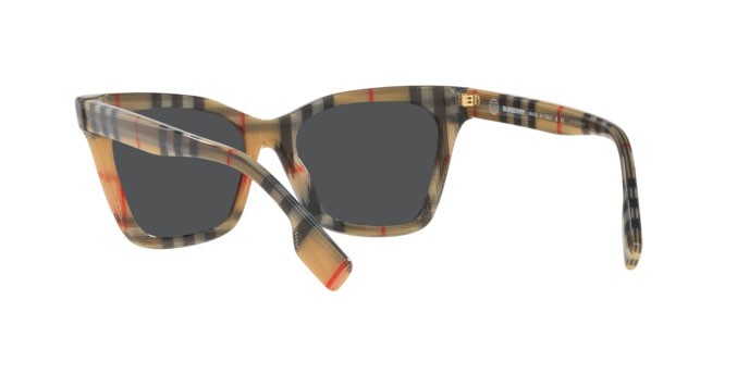 Sunglasses Burberry Elsa BE 4346 (394487) color vintage check shape irregular lenses dark grey