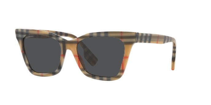 Sunglasses Burberry Elsa BE 4346 (394487) color vintage check shape irregular lenses dark grey