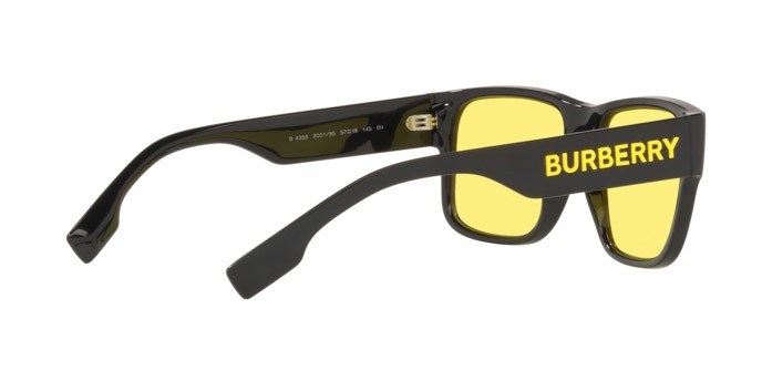 Occhiali da sole Burberry Knight BE 4358 (300185) colore black forma quadrato lenti yellow