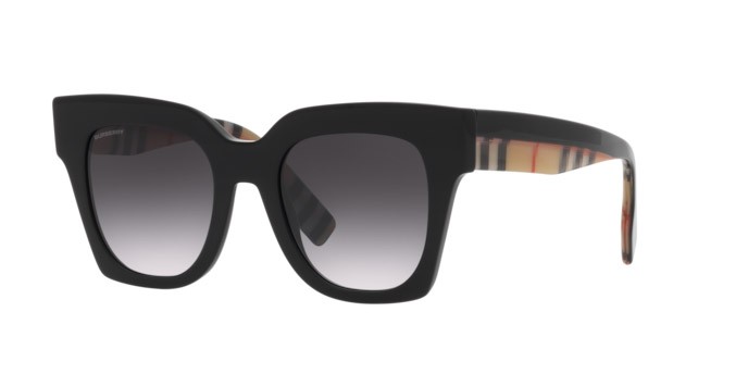 Sunglasses Burberry Kitty BE 4364 (39428G) color black shape square lenses grey gradient