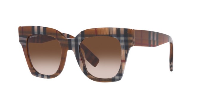 Occhiali da sole Burberry Kitty BE 4364 (396713) colore check brown forma quadrato lenti brown gradient