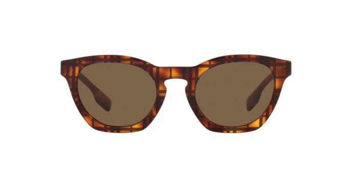Sunglasses Burberry Yvette BE 4367 (398273) color top  check/havana shape irregular lenses brown