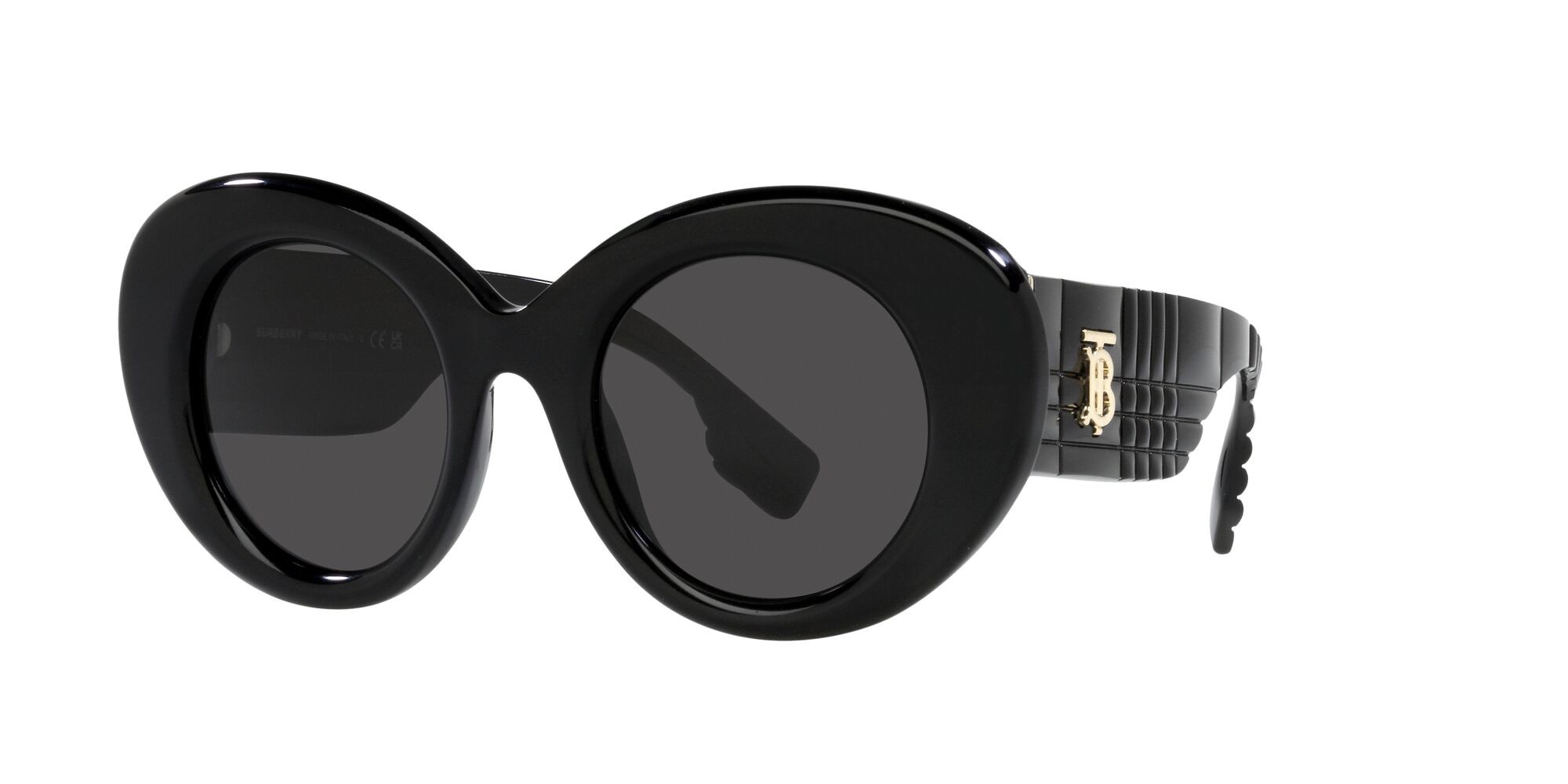 Occhiali da sole Burberry Margot BE 4370U (300187) colore nero forma rotondo lenti grigio scuro