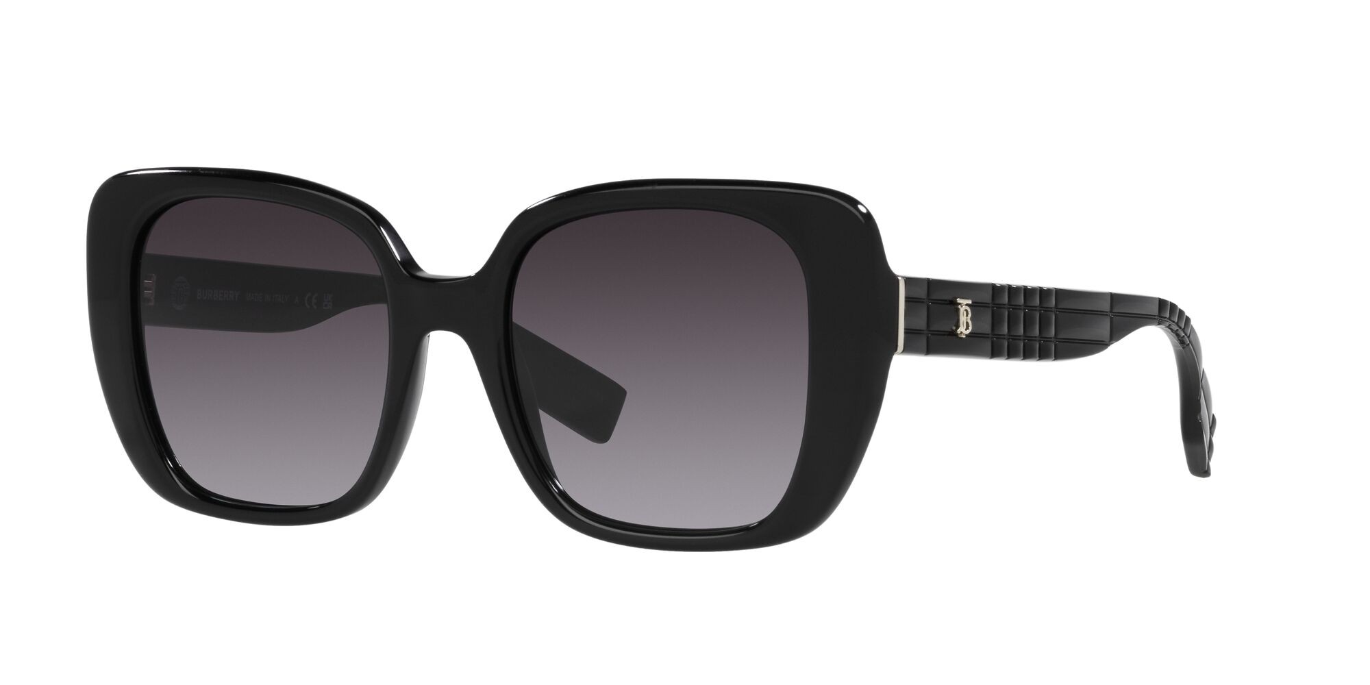Occhiali da sole Burberry Helena BE 4371 (30018G) colore nero forma quadrato lenti sfumato grigio