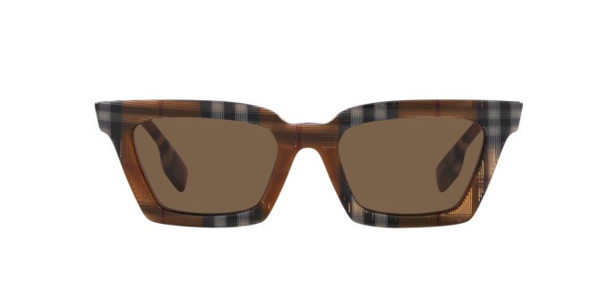 Occhiali da sole Burberry Briar BE 4392U (396673) colore motivo a quadri marrone forma quadrato lenti marrone scuro