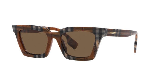 Occhiali da sole Burberry Briar BE 4392U (396673) colore motivo a quadri marrone forma quadrato lenti marrone scuro