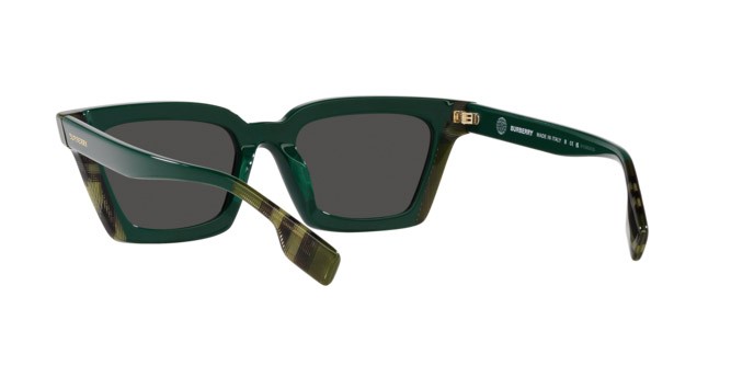 Occhiali da sole Burberry Briar BE 4392U (405687) colore green/check green forma quadrato lenti grigio scuro