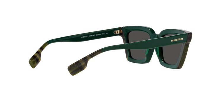 Occhiali da sole Burberry Briar BE 4392U (405687) colore green/check green forma quadrato lenti grigio scuro