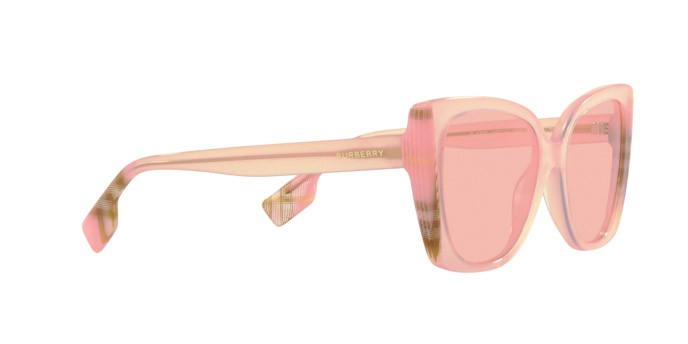 Sonnenbrillen Burberry Meryl BE 4393 (4052/5) farbe pink/check pink form cat-eye gläser rosa chiaro