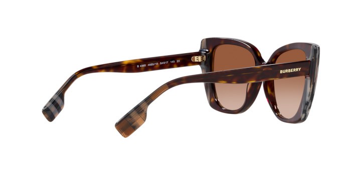 Occhiali da sole Burberry Meryl BE 4393 (405313) colore dark havana/check brown forma cat eye lenti marrone sfumato