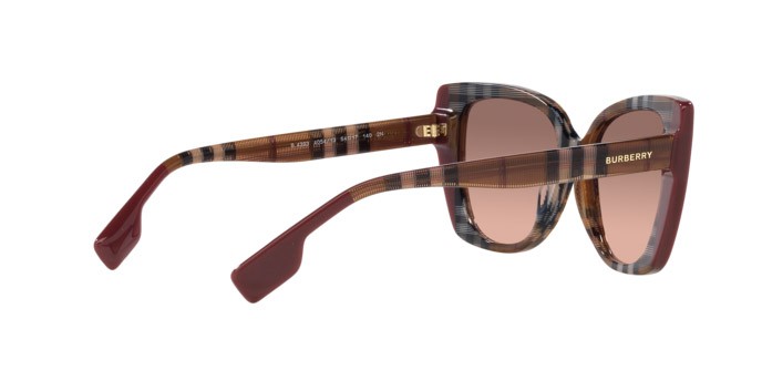 Sonnenbrillen Burberry Meryl BE 4393 (405413) farbe check brown/bordeaux form cat-eye gläser rosa sfumato marrone scuro