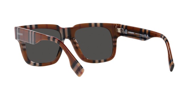 Sonnenbrillen Burberry Hayden BE 4394 (396687) farbe motivo a quadri marrone form quadratisch gläser grigio scuro