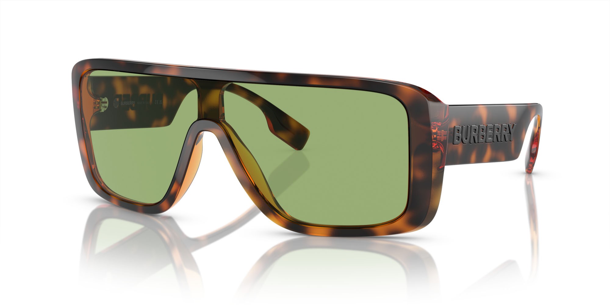 Sonnenbrillen Burberry BE 4401U (3002/2) farbe havana scuro form unregelmäßig gläser verde