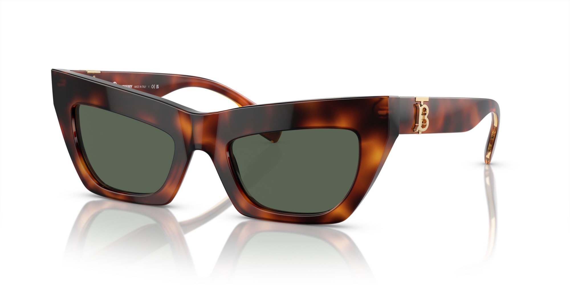 Sunglasses Burberry BE 4405 (331671) color havana chiaro shape cat eye lenses verde scuro