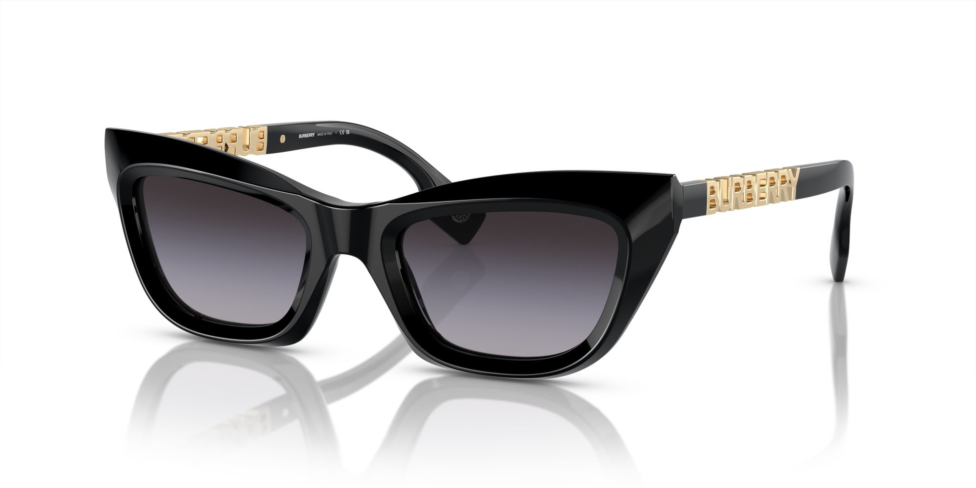 Sunglasses Burberry BE 4409 (30018G) color nero shape cat eye lenses sfumato grigio