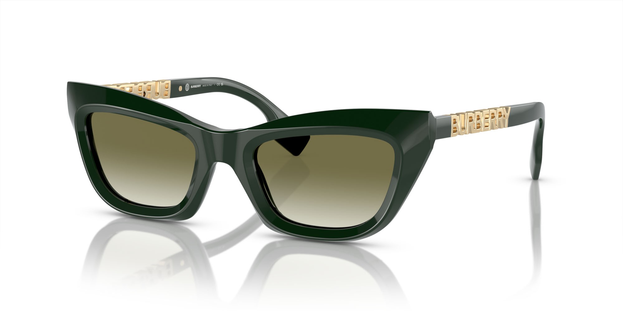 Occhiali da sole Burberry BE 4409 (40388E) colore verde forma cat eye lenti trasparente sfumato verde scuro