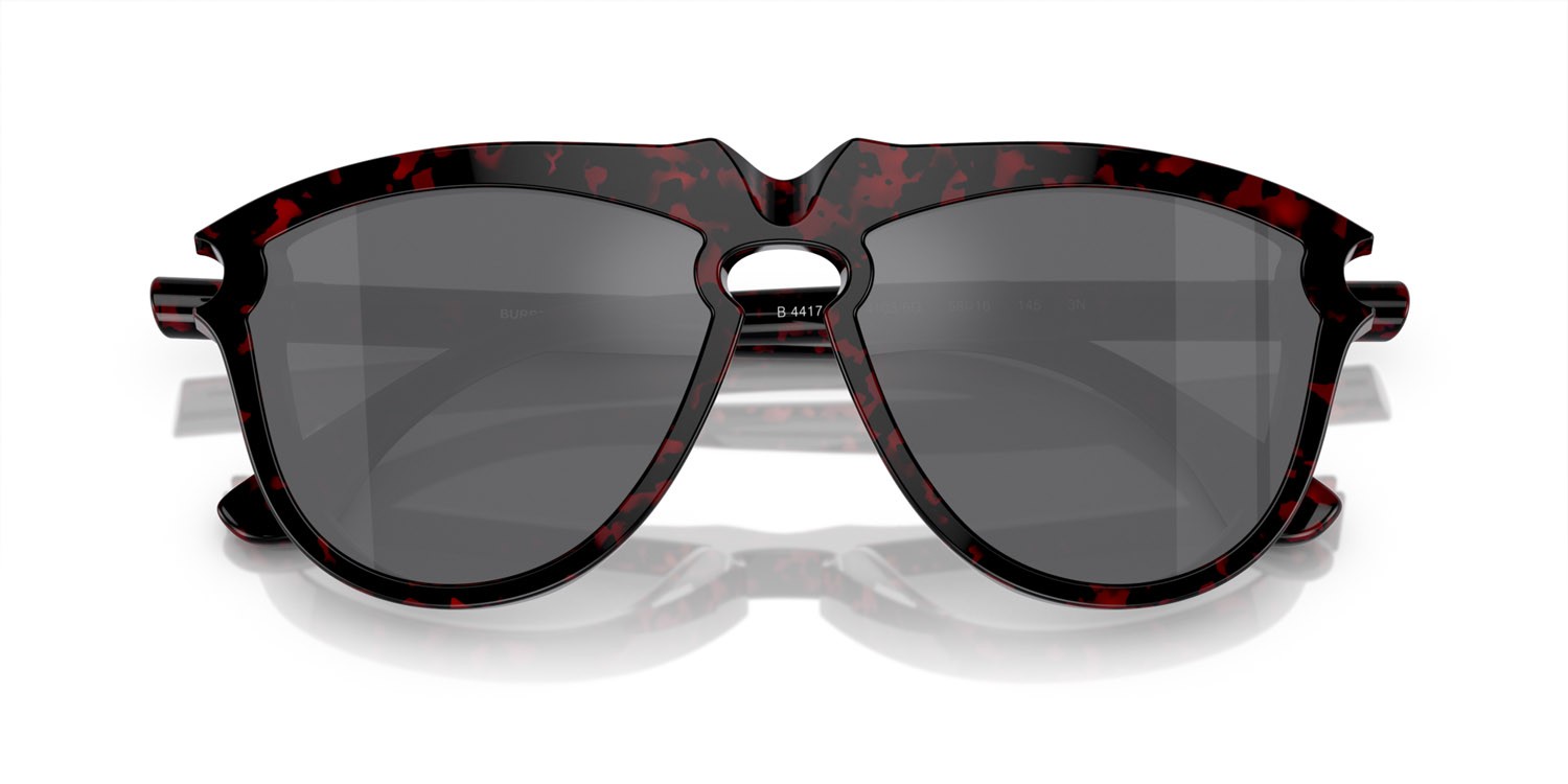 Occhiali da sole Burberry BE 4417U (41036G) colore havana rosso forma aviator lenti grigio argento specchiato