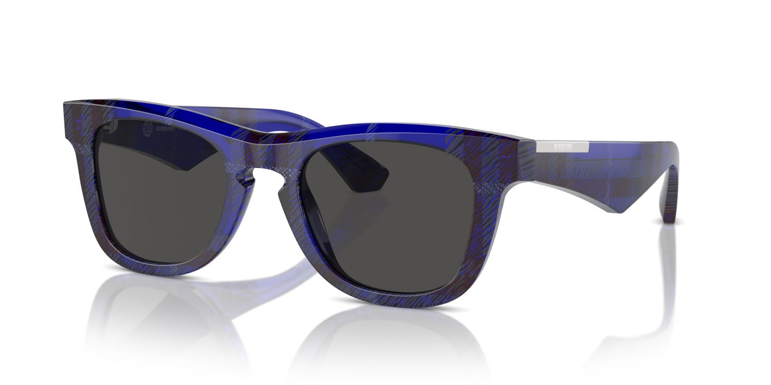Occhiali da sole Burberry BE 4426 (411487) colore check blue forma quadrato lenti grigio scuro