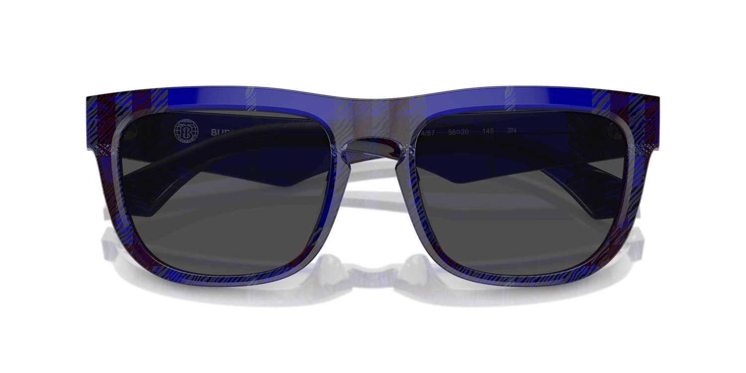 Occhiali da sole Burberry BE 4431U (411487) colore check blue forma quadrato lenti grigio scuro