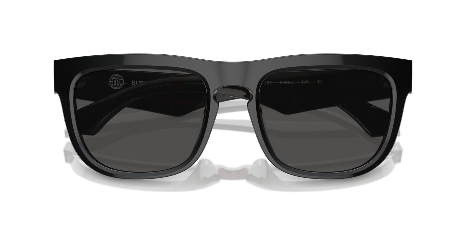Occhiali da sole Burberry BE 4431U (412187) colore top nero su motivo a quadri vintage forma quadrato lenti grigio scuro