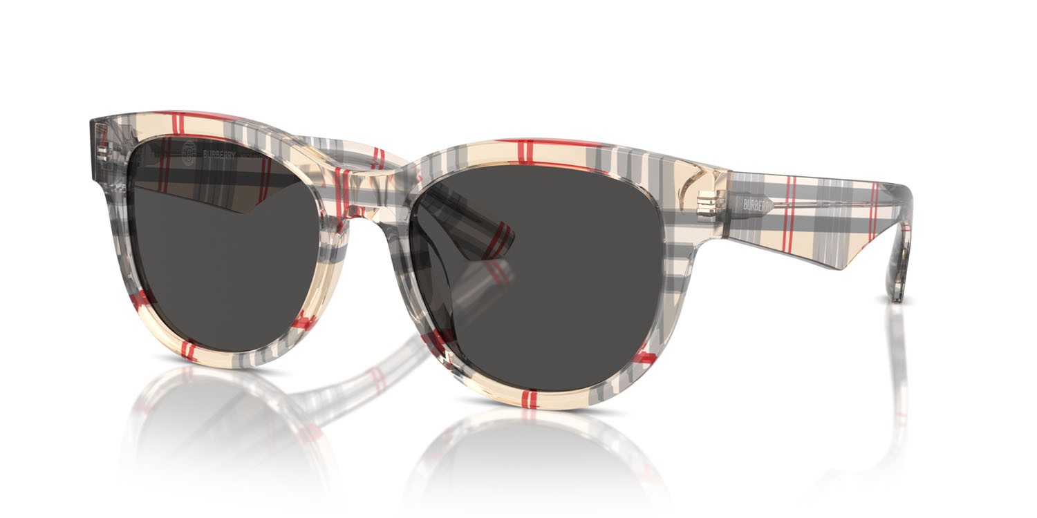 Occhiali da sole Burberry BE 4432U (412287) colore vintage a quadri forma pantos lenti grigio scuro