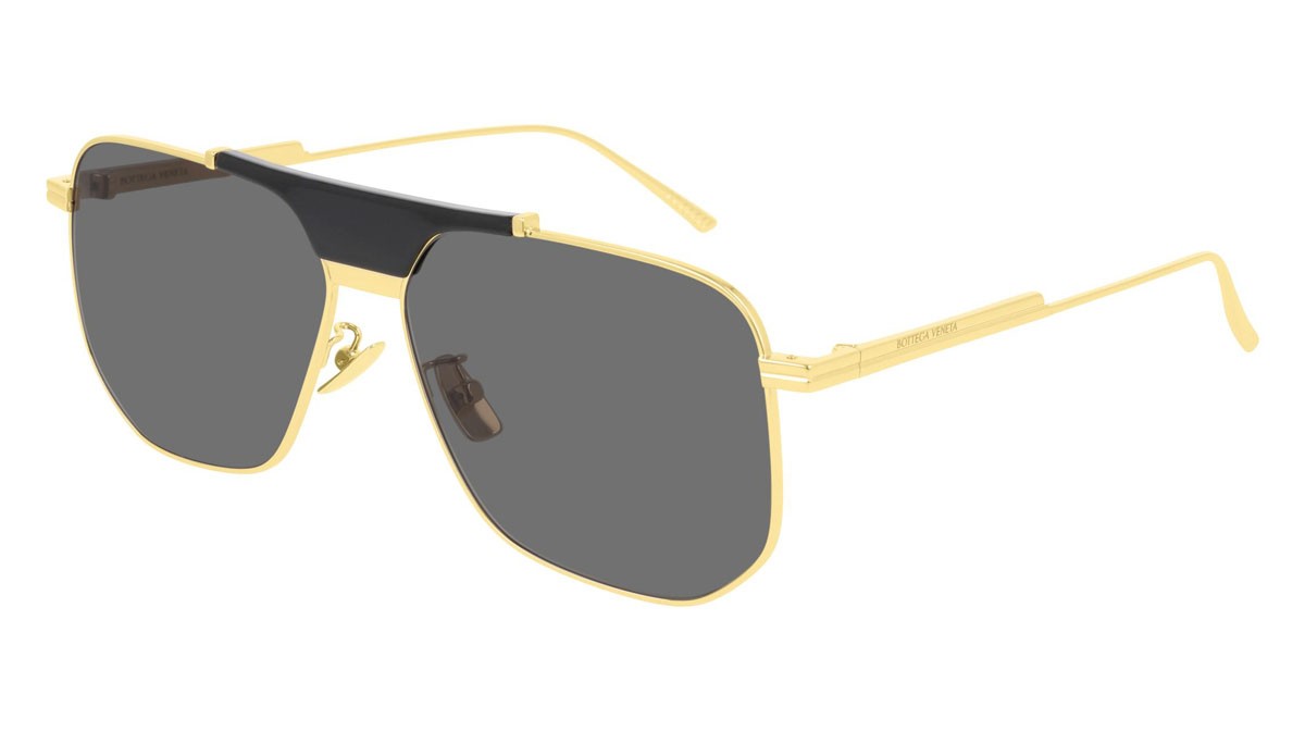 Occhiali da sole Bottega Veneta New Classic BV1036S-004 colore gold forma navigator lenti grey