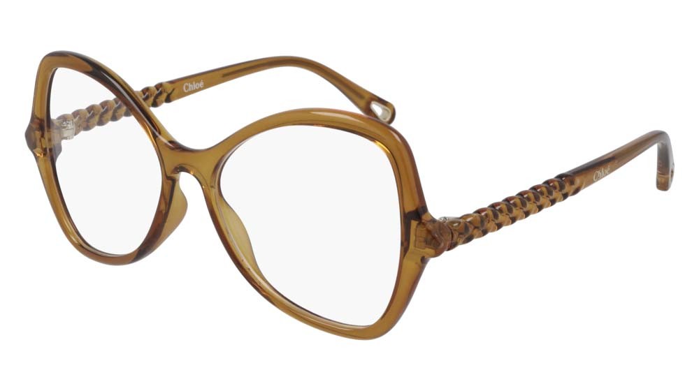 Eyeglasses Chloé CH0004O-003 color yellow shape cat eye lenses transparent
