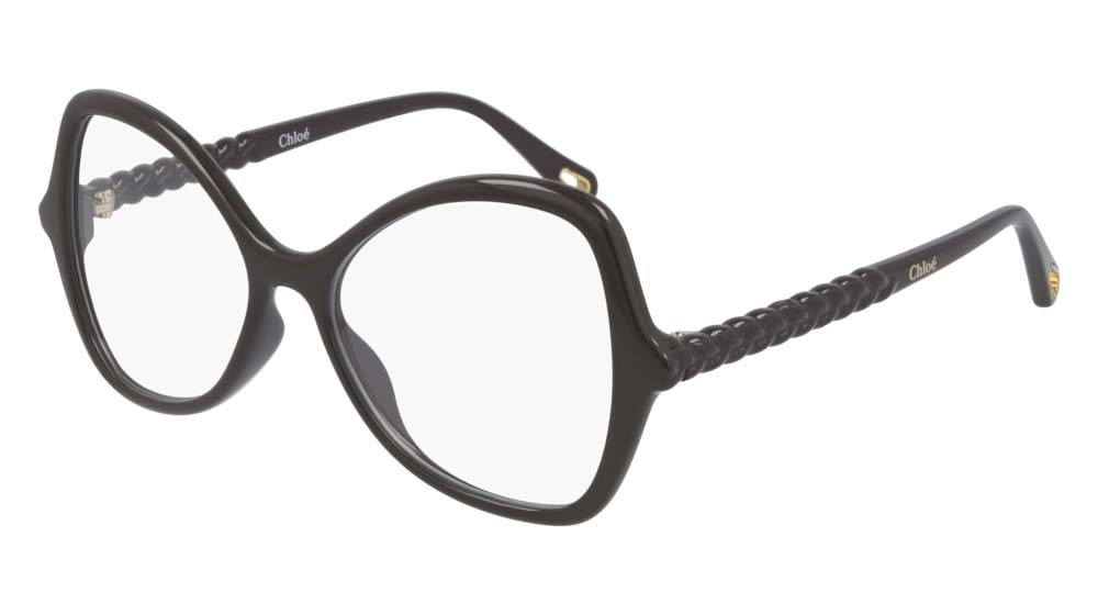 Eyeglasses Chloé CH0004O-004 color brown shape cat eye lenses transparent