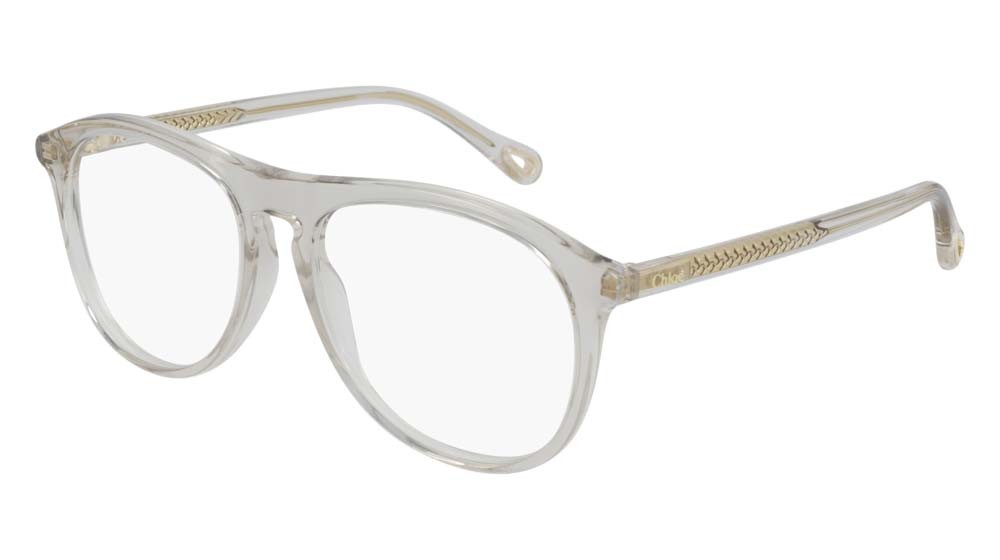 Eyeglasses Chloé CH0010O-001 color beige shape aviator lenses transparent