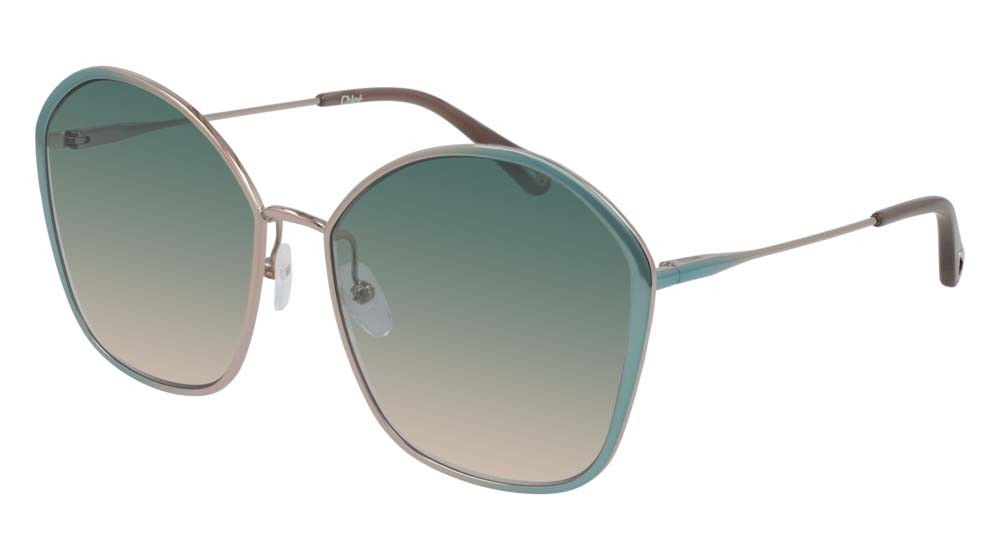 Occhiali da sole Chloé CH0015S-001 colore blue forma rettangolare lenti green