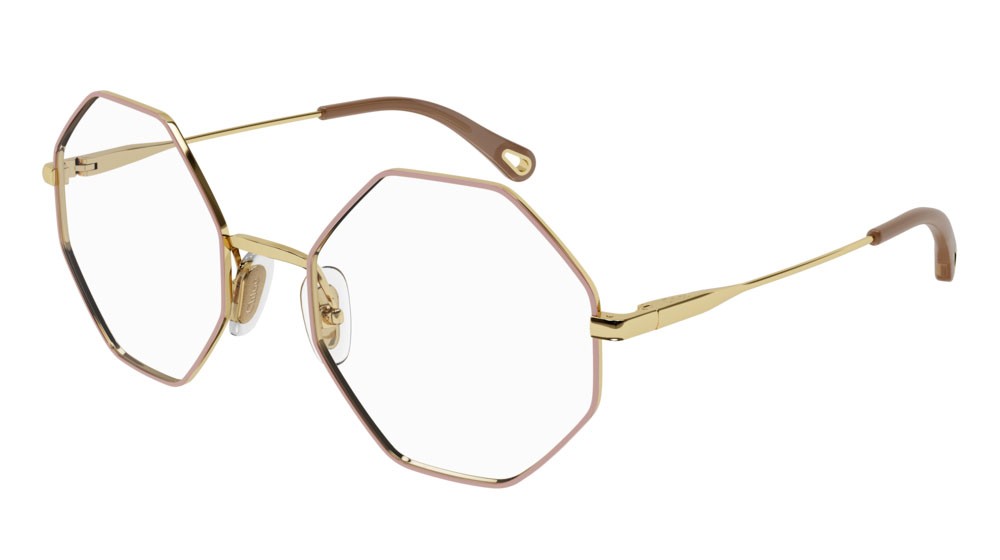 Eyeglasses Chloé CH0022O-009 color gold shape rectangle lenses transparent
