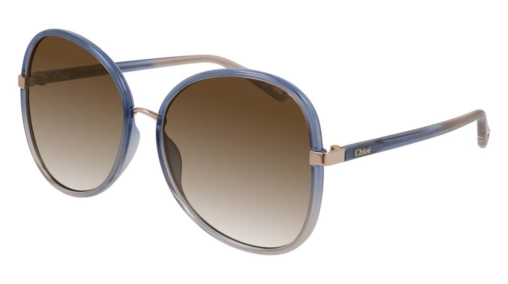 Sunglasses Chloé CH0030S-002 color blue shape round lenses brown