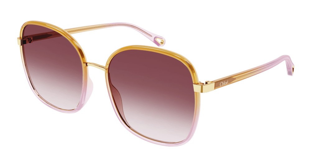 Sunglasses Chloé CH0031S-008 color giallo shape rectangle lenses arancione