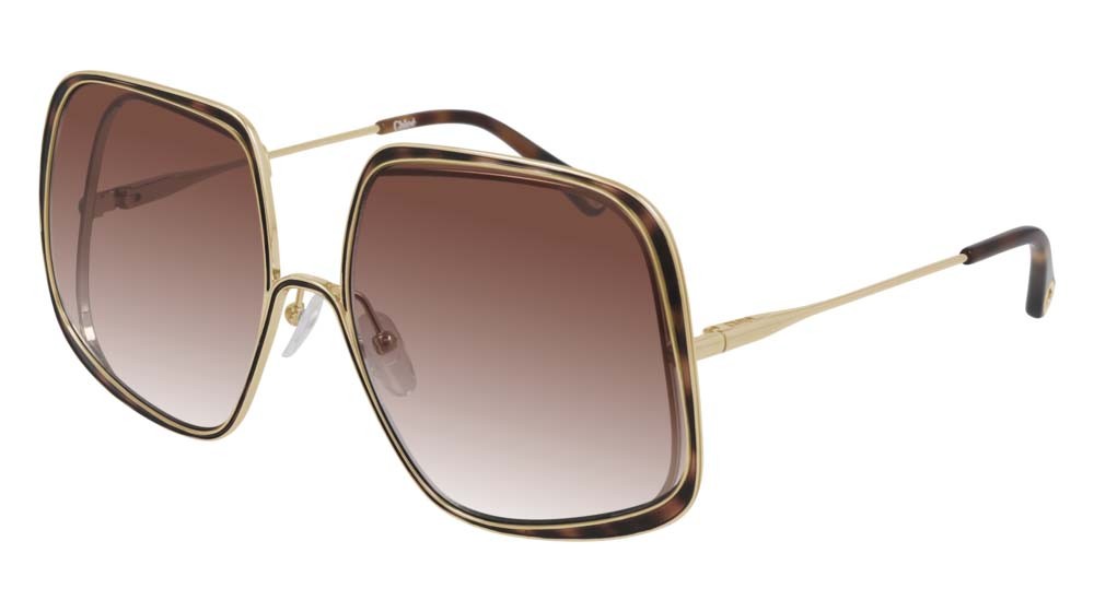 Occhiali da sole Chloé CH0035S-003 colore gold forma rettangolare lenti orange