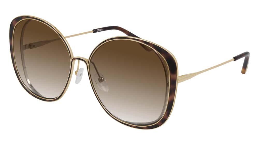 Sunglasses Chloé CH0036S-002 color gold shape round lenses brown