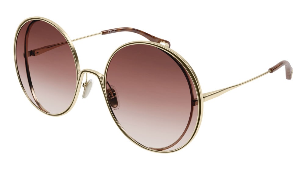 Occhiali da sole Chloé CH0037S-005 colore gold forma rotondo lenti orange