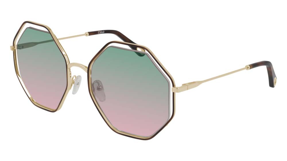 Sunglasses Chloé CH0046S-002 color gold shape geometric lenses green