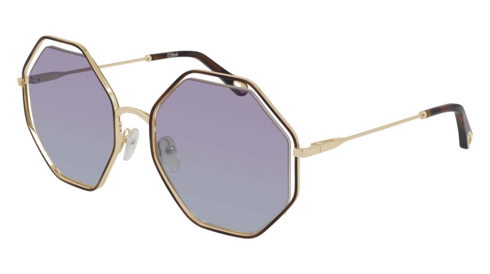 Sunglasses Chloé CH0046S-006 color gold shape geometric lenses violet